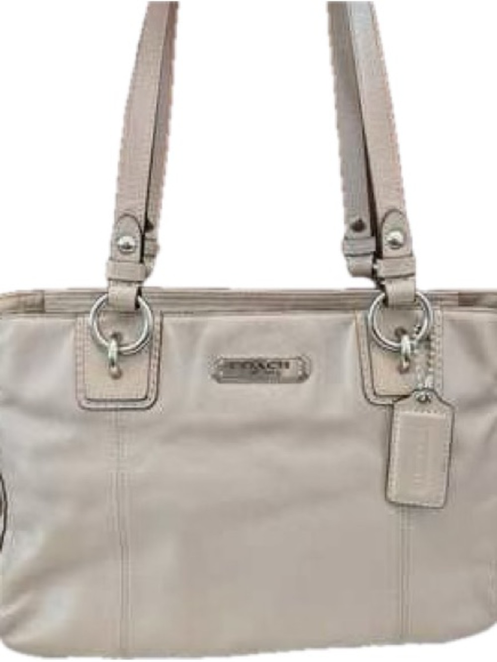 Coach Neutral Leather Shoulder Tote in Light Beige